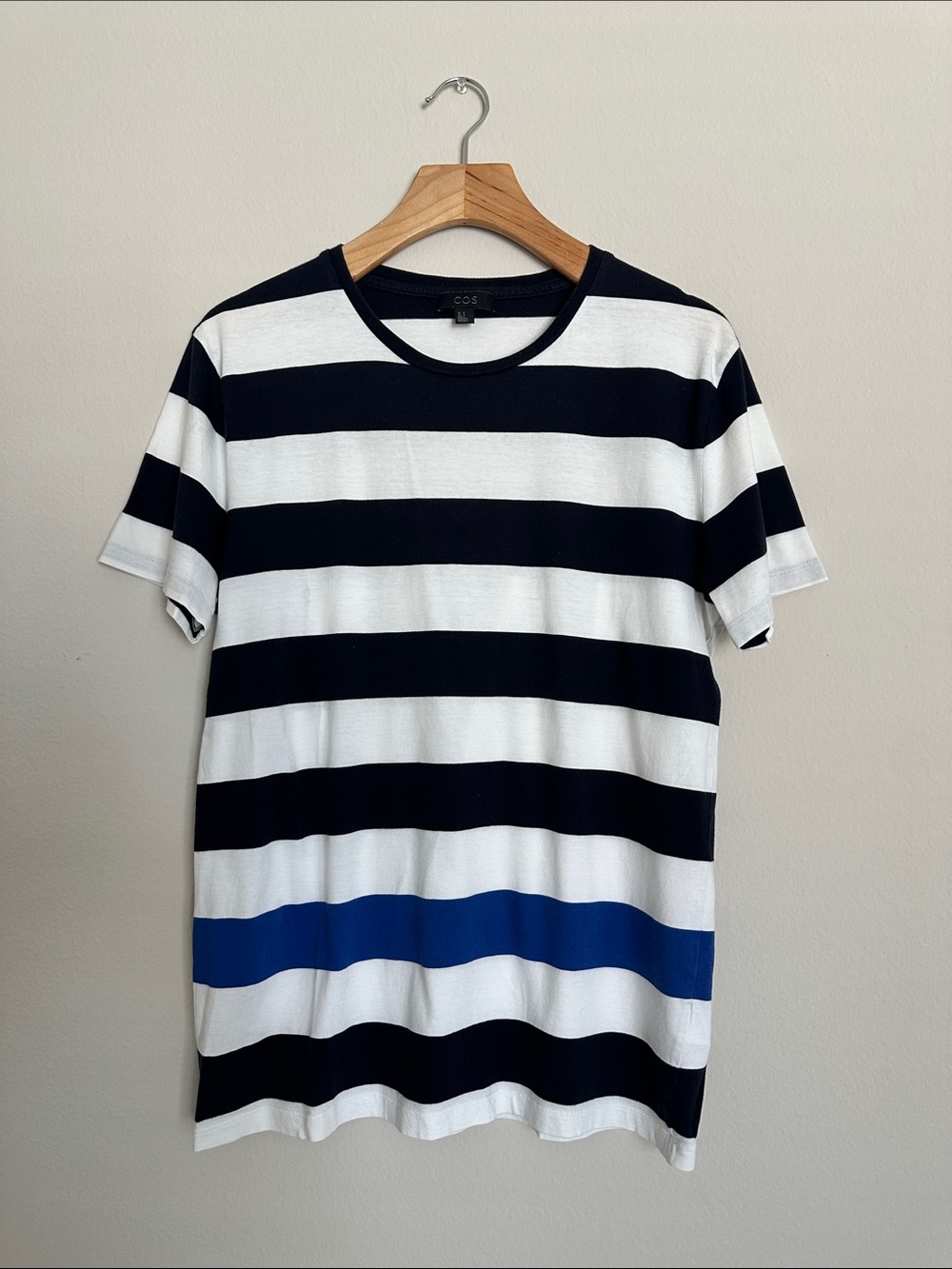 COS Men’s Navy, White & Blue Striped Short Sleeve Tee